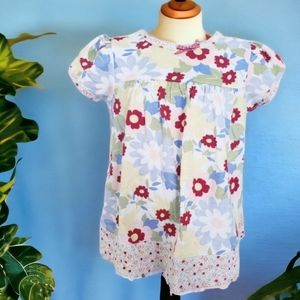 Short Sleeve Girls Summer Dress Size 6-months, Floral Dress, Cotton Dress
